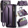 thumbnail image 1 of Wallet Case for iPhone 17 Pro Max Case【RFID Blocking】with 10-Card Holder Zipper Bills Slot, Soft PU Leather Magnetic Shoulder Wrist Strap for Women, 1 of 12
