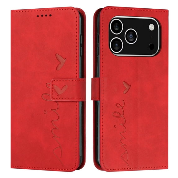 Wallet Case for iPhone 17 Pro with Card Holder and Wrist Strap, GSFY PU Leather Magnetic Flip Folio Stand Cover for iPhone 17 Pro 6.3 inch, Red