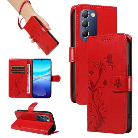 Wallet Case for vivo V40 SE 5G, PU Leather Kickstand with Card Slots Shockproof Flip Cover for vivo V40 SE 5G