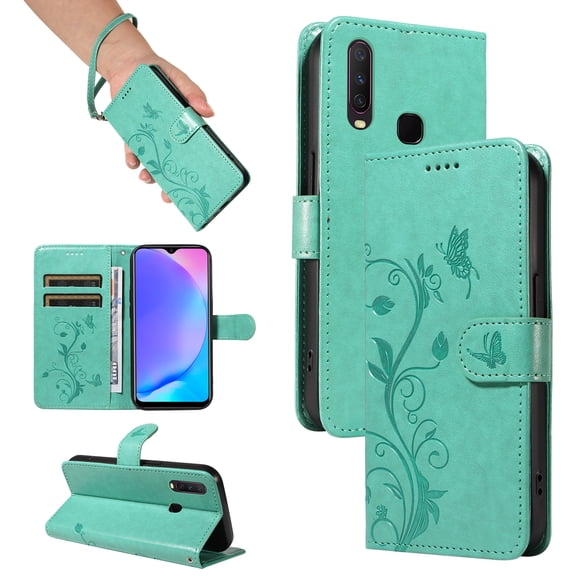 Wallet Case for vivo Y15, PU Leather Card Slots with Magnetic Closure Shockproof Cover for vivo Y15