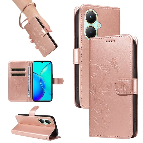 Wallet Case for vivo Y27 4G, PU Leather Card Slots with Kickstand Function Shockproof Cover for vivo Y27 4G