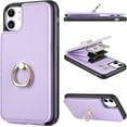 thumbnail image 1 of Wallet Case for iPhone 11 with Card Holder 360°Rotation Ring Stand Kickstand Women Girls PU Leather Double Buttons Flip Cover RFID Blocking Protective Case for iPhone 11 6.1 inch Light Purple, 1 of 6