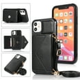 thumbnail image 1 of Wallet Case for iPhone 11, Detachable Crossbody Lanyard Strap PU Leather+Soft TPU Bumper Magnetic Clasp Back Flip Credit Card Slots Kickstand Cover for iPhone 11 - 6.1", Black, 1 of 10