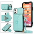 thumbnail image 1 of Wallet Case for iPhone 11, Detachable Crossbody Lanyard Strap PU Leather+Soft TPU Bumper Magnetic Clasp Back Flip Credit Card Slots Kickstand Cover for iPhone 11 - 6.1", Mint, 1 of 10