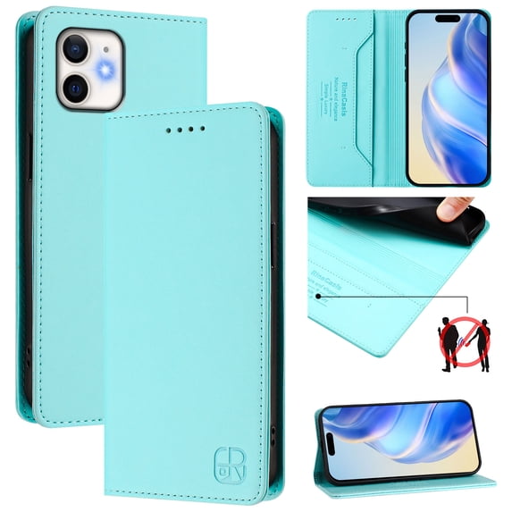 Wallet Case for iPhone 11, Magnetic Closure PU Leather Flip Phone Case for Men Women with RFID Blocking Card Holder Kickstand, Shockproof Protection Cover for iPhone 11, Mint