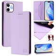 thumbnail image 1 of Wallet Case for iPhone 11, Magnetic Closure PU Leather Flip Phone Case for Men Women with RFID Blocking Card Holder Kickstand, Shockproof Protection Cover for iPhone 11, Purple, 1 of 11