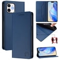 thumbnail image 1 of Wallet Case for iPhone 11, Magnetic Closure PU Leather Flip Phone Case for Men Women with RFID Blocking Card Holder Kickstand, Shockproof Protection Cover for iPhone 11, Darkblue, 1 of 12