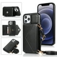 thumbnail image 1 of Wallet Case for iPhone 11 Pro, Detachable Crossbody Lanyard Strap PU Leather+Soft TPU Bumper Magnetic Clasp Back Flip Credit Card Slots Kickstand Cover for iPhone 11 Pro - 5.8", Black, 1 of 10