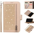 thumbnail image 1 of Wallet Case for iPhone 11 Pro Max 6.5 inch 2019,Magnetic Handbag Zipper Pocket PU Leather Flip with 9 Card Slots and Wrist Strap Folio TPU Inner Stand Case - Gold, 1 of 14