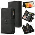 thumbnail image 1 of Wallet Case for iPhone 12 / 12 Pro, Magnetic Zipper Pouch Premium PU Leather with Kickstand Wallet Flip Shockproof Phone Case Wrist Strap Card Slots Holder Pocket iPhone 12 / 12 Pro, Black, 1 of 16