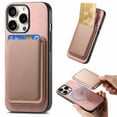 thumbnail image 1 of Wallet Case for iPhone 12, Classic PU Leather Removable Magnetic Card Back Slot Anti-falling Anti-drop Shockproof Protective Phone Case Cover for iPhone 12, Pink, 1 of 11