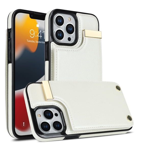 Wallet Case for iPhone 12 Pro / 12, Vintage Premium PU Leather Ultra Slim Case with Card Holder, Protective Anti-drop Magnetic Clasp Phone Case for Apple iPhone 12 Pro / 12 6.1 inch, White