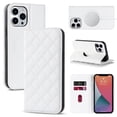 thumbnail image 1 of Wallet Case for iPhone 12 Pro 6.1 inch, Luxury Quilted PU Leather Flip Cover [Shockproof TPU] [Support Wireless Charging] with 2 Card Slots, Kickstand, FRID Blocking Case Cover, White, 1 of 10