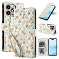 thumbnail image 1 of Wallet Case for iPhone 12 Pro, Flower PU Leather Durable Phone Case Kickstand Flip Case with Card Slots Wrist Strap Pattern Magnetic Closure Protective Case for iPhone 12 Pro - C, 1 of 8