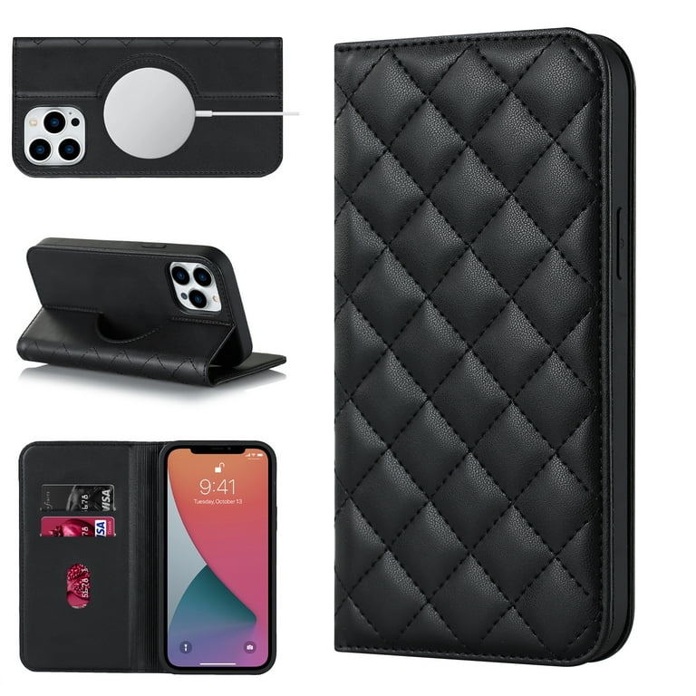 Wallet Case for iPhone 12 Pro Max inch, Luxury Quilted PU