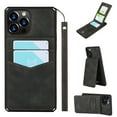 thumbnail image 1 of Wallet Case for iPhone 12 Pro Max 6.7-inch, iPhone 12 Pro Max Cover with Removable Lanyard, Allytech PU Leather Shockproof Magnetic Lock [7 Card Slots] Purse Case for iPhone 12 Pro Max 2020, Black, 1 of 2