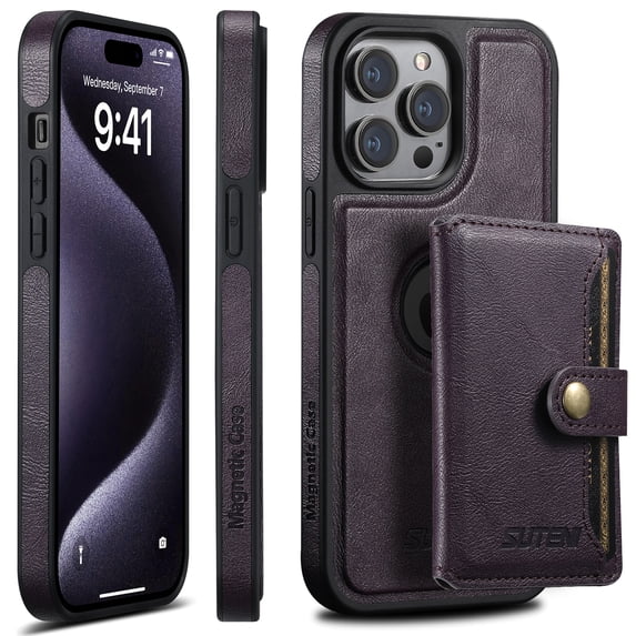 Wallet Case for iPhone 12 Pro Max, Compatible with MagSafe Magnetic Detachable Premium PU Leather Flip Case with Card Slots Holder Kickstand Wireless Charging for iPhone 12 Pro Max, Purple