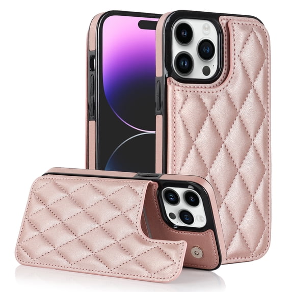 Wallet Case for iPhone 12 Pro Max, RFID Blocking Card Slots Holder PU Leather Fashion Back Flip Cover with Kickstand Magnetic Buttons Shockproof Case for iPhone 12 Pro Max,Rosegold