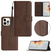 Wallet Case for iPhone 12 Pro Max, [RFID Blocking][Kickstand][Magnetic Closure] Flip Folio Wallet Case PU Leather Card Slots and Detachable Hand Strap Phone Case For iPhone 12 Pro Max, Brown