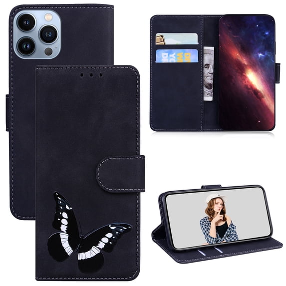 Wallet Case for iPhone 12 Pro Max, Shockproof TPU Inner Case with RFID Blocking Credit Card Holders, PU Leather Folding Book Flip Magnetic Phone Cover for iPhone 12 Pro Max - Black