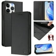thumbnail image 1 of Wallet Case for iPhone 12 Pro / iPhone 12 6.1", Magnetic Closure PU Leather Flip Phone Case for Men Women with RFID Blocking Card Holder Kickstand, Shockproof Protection Cover, Black, 1 of 14