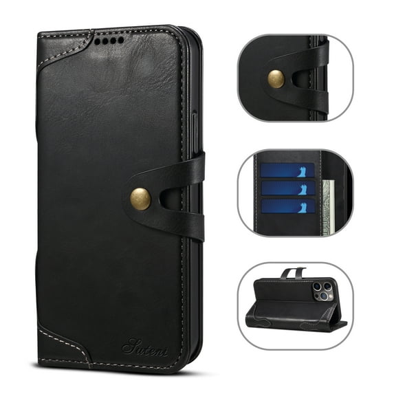 Wallet Case for iPhone 12 Pro/iPhone 12 for Business Women Men, Allytech Card Holder Pocket PU Leather TPU Back Flip Kickstand Magnetic Closure Cover for iPhone 12 Pro/iPhone 12 6.1 inch 2020, Black