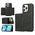 thumbnail image 1 of Wallet Case For iPhone 12, iPhone 12 Pro [Support Magsafe Charger] Magnetic Detachable Back Flip Leather Wallet Credit Card Slots Kickstand Shockproof Phone Case For iPhone 12/12 Pro, Black, 1 of 10