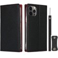 thumbnail image 1 of Wallet Case for iPhone 12/iPhone 12 Pro,with RFID Blocking Card Slots,Headset Winder,Flip Folio Magnetic Closure,Kickstand,Cash Pockets Wrist Strap Cover Case for iPhone 12/Pro 6.1",Black, 1 of 15