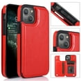 thumbnail image 1 of Wallet Case for iPhone 13 with Card Holder, Back Folio Flip Premium PU Leather Kickstand Card Slots Case, Double Strong Magnetic Clasp Durable Shockproof Phone Case for iPhone 13,Red, 1 of 10