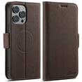 thumbnail image 1 of Wallet Case for iPhone 13 with Card Slots for Men Women, Crosshatch PU Leather,Compatible with MagSafe Wireless Charging Magnetic Leather Flip Folio Cover Case for iPhone 13,Brown, 1 of 12