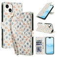thumbnail image 1 of Wallet Case for iPhone 13, Flower PU Leather Durable Phone Case Kickstand Flip Case with Card Slots Wrist Strap Pattern Magnetic Closure Protective Case for iPhone 13 - B, 1 of 9