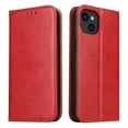 thumbnail image 1 of Wallet Case For iPhone 13, Luxury Premium Leather Flip Strong Magnetic Closure [Kickstand][RFID Blocking][Card Holder Slots] Retro Shockproof Phone Cover For iPhone 13, Red, 1 of 7