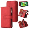 thumbnail image 1 of Wallet Case for iPhone 13, Magnetic Zipper Pouch Premium PU Leather with Kickstand Wallet Flip Shockproof Phone Case Wrist Strap Card Slots Holder Pocket iPhone 13,
Red, 1 of 17