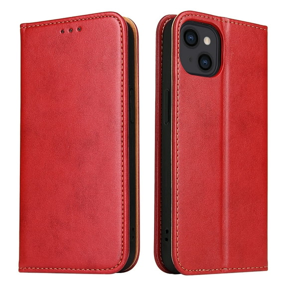Wallet Case For iPhone 13 Mini, Case Wallet-High Quality Leather Magnetic Closure Case-RFID Blocking Card Holders-Shockproof TPU Shell Folio Cover Women Men For iPhone 13 Mini, Red