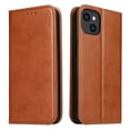thumbnail image 1 of Wallet Case For iPhone 13 Mini, Luxury Premium Leather Flip Strong Magnetic Closure [Kickstand][RFID Blocking][Card Holder Slots] Retro Shockproof Phone Cover For iPhone 13 Mini, Brown, 1 of 7