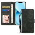 thumbnail image 1 of Wallet Case for iPhone 13 Mini, Premium PU Leather Soft TPU Shockproof Magnetic Flip Case with Kickstand Card Slots Cash Holder Wrist Strap Folio Phone Cover for iPhone 13 Mini 5.4 Inch,Black, 1 of 8