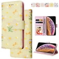 thumbnail image 1 of Wallet Case for iPhone 13 Mini with RFID Blocking Credit Card Slots Holder, Cute Patterned Gold Brushing Magnetic Flip Kickstand Wrist Strap Cover For iPhone 13 Mini, Yellow Daisy, 1 of 8