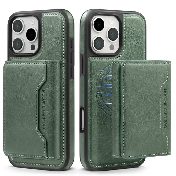 Wallet Case for iPhone 13 Pro Compatible with Mag-Safe for Men Women, Detachable Magnetic 2-in-1 PU Leather Wallet Phone Case Cover with Folio Card Slot Holder for iPhone 13 Pro, Green