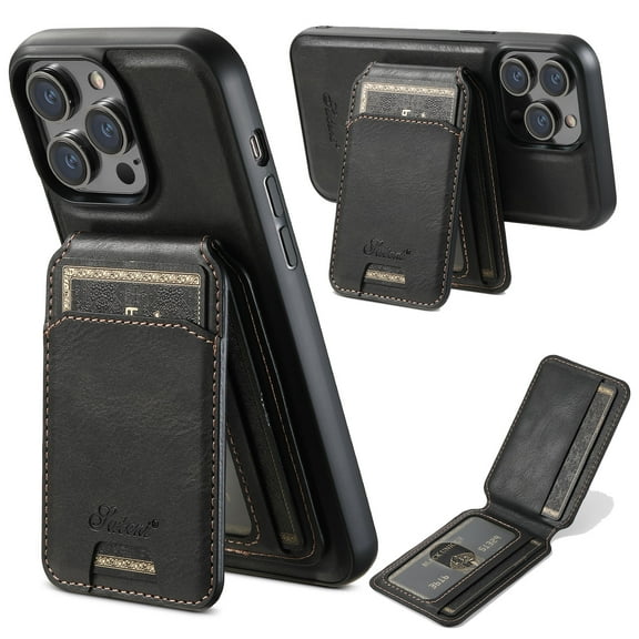 Wallet Case for iPhone 13 Pro, Compatible with MagSafe Magnetic Detachable Premium PU Leather Flip Case Cover with Card Slots Holder Kickstand for iPhone 13 Pro 6.1 Inch - Black