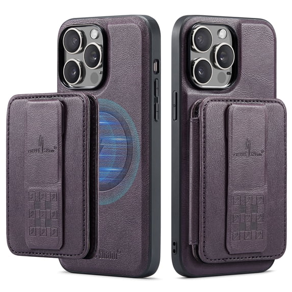 Wallet Case for iPhone 13 Pro, Compatible with MagSafe for Men Women, Detachable Magnetic Clasp Wallet Phone Case with Card Slots Holder RFID Blocking for iPhone 13 Pro, Purple
