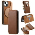 thumbnail image 1 of Wallet Case for iPhone 13 Pro Flip Magnetic Closure Cover RFID Blocking Detachable Credit Card Holder Zipper Pouch Kickstand TPU Shockproof Case Compatible with MagSafe For iPhone 13 Pro, Brown, 1 of 9