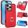 thumbnail image 1 of Wallet Case For iPhone 13 Pro, Luxury PU Leather [RFID Blocking] Card Slot Protective Cover, Hidden Metal Ring Kickstand Anti-Drop/Landscape Viewing, Luxury Shockproof Phone Case,Red, 1 of 7