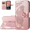thumbnail image 1 of Wallet Case for iPhone 13 Pro Max,3D Butterfly Pattern PU Leather Case with Strong Magnetic Clasp and 3 Card Slots Holder Cover for iPhone 13 Pro Max (6.7) HZD Rhinestone Rose Gold, 1 of 18