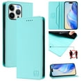 thumbnail image 1 of Wallet Case for iPhone 13 Pro Max with Card Holder, Business Premium PU Leather Flip RFID Blocking Wallet Case with Wrist Strap Kickstand Protective Cover for iPhone 13 Pro Max, Mint, 1 of 15