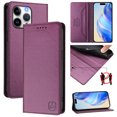 thumbnail image 1 of Wallet Case for iPhone 13 Pro Max with Card Holder, Business Premium PU Leather Flip RFID Blocking Wallet Case with Wrist Strap Kickstand Protective Cover for iPhone 13 Pro Max, Darkpurple, 1 of 14