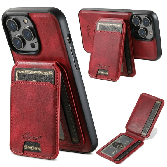 Wallet Case for iPhone 13 Pro Max, Compatible with MagSafe Magnetic Detachable Premium PU Leather Flip Case Cover with Card Slots Holder Kickstand for iPhone 13 Pro Max 6.7 Inch - Red