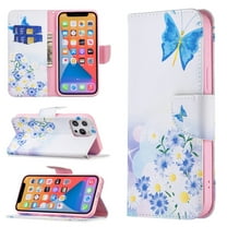 Wallet Case for iPhone 13 Pro Max,PU Leather Flip Folio Magnetic Closure Slim Shell Dual Layer Heavy Duty Protective Bumper Card Holder Book Case for Apple iPhone 13 Pro Max,Butterfly Flower