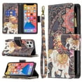 thumbnail image 1 of Wallet Case for iPhone 13 Pro Max, PU Leather Flip Folio Magnetic Closure Slim Shell Dual Layer Heavy Duty Protective Bumper Card Holder Wrist Strap for Apple iPhone 13 Pro Max,Ethnic Elephant, 1 of 7