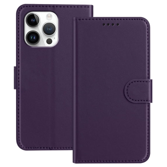 Wallet Case for iPhone 13 Pro Max Phone Case with Card Holder, Magnetic PU Leather Stand Flip Folio Phone Cover for Women Men Girls Boys, Credit Card Slot Purse & Protective TPU Bumper, Purple