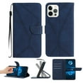 thumbnail image 1 of Wallet Case For iPhone 13 Pro Max, RFID Blocking Magnetic Flip Case with Card Slots Holder Kickstand Wrist Strap, PU Leather Folio Shockproof Protective Cover For iPhone 13 Pro Max, Darkblue, 1 of 9